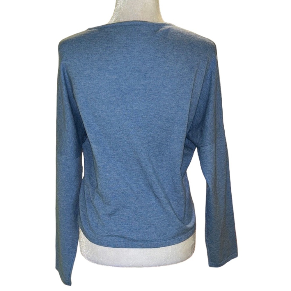 LN Kerisma Monkees Yasmin Baby Blue Twist Wrap Cropped Sweater Shrug - S / M - Picture 6 of 11